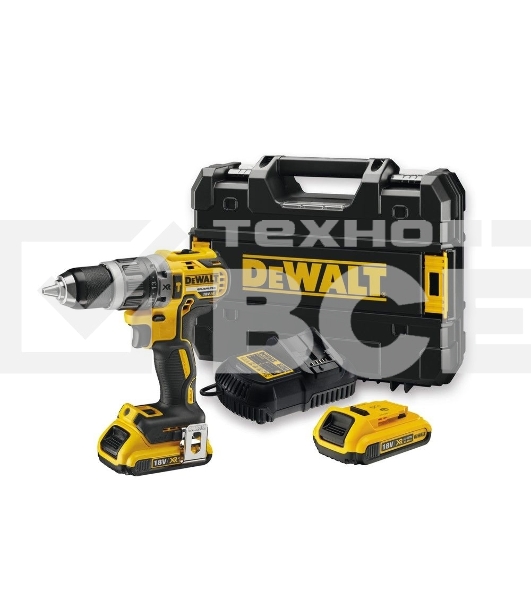 Дрель-шуруповерт DeWalt DCD796D2-QW, Аккумуляторная, 18В, 2 АКБ, Ударная, Кейс
