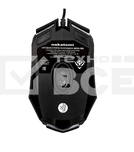 Мышь проводная Nakatomi MOG-02U черный, 1600 dpi, USB, кнопки - 5