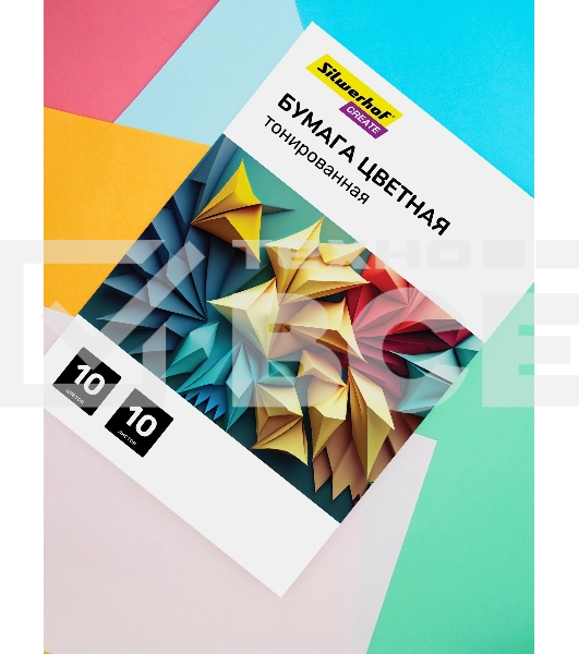 Бумага цветная Silwerhof тонир. 10л. 10цв. A4 CREATE 80г/м2 папка