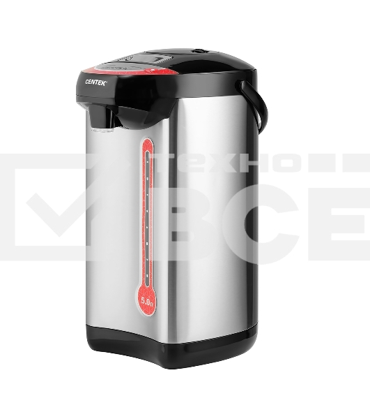 Термопот Centek CT-0082 черный, 5л, 750 Вт, 3 способа подачи воды, корпус из нержавеющей стали
