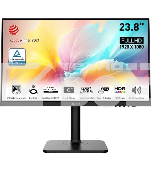 Монитор 23.8' MSI Modern MD2412P IPS 1920x1080, 100 Гц, 4 мс, 16:9, 300 кд/м2, 1xHDMI, 1xUSB-C, 1x3.5 мм, черный