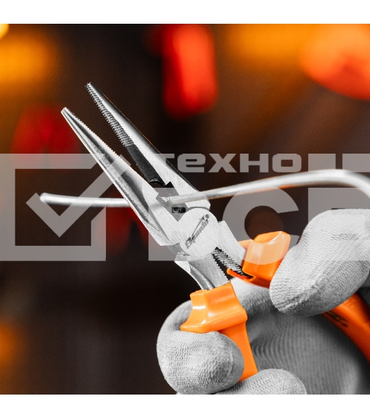 Длинногубцы Sparta Classic, 160 мм, прямые шлифованные, пластмассовые рукоятки