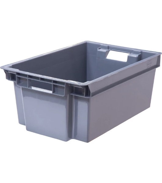 Ящик полимерный сплошной ТАРА.РУ Север помнит 125-2 ВС 600х400х250мм серый 35601