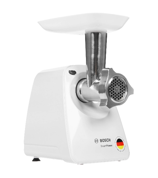 Мясорубка электрическая Bosch MFW2514W белый, 1500 Вт, 1.7 кг/мин, защита от перегрузки, насадки - 3