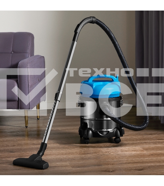 Пылесос Deerma DEM-TJ151W синий/серебристый, 250/1400 Вт, уборка сухая/влажная/сбор жидкости, пылесборник мешок/контейнер 21 л