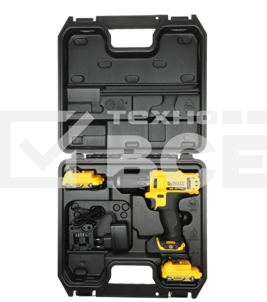 Дрель-шуруповерт DeWalt DCD710D2-QW, Аккумуляторная, 10.8В, 2 АКБ, Кейс