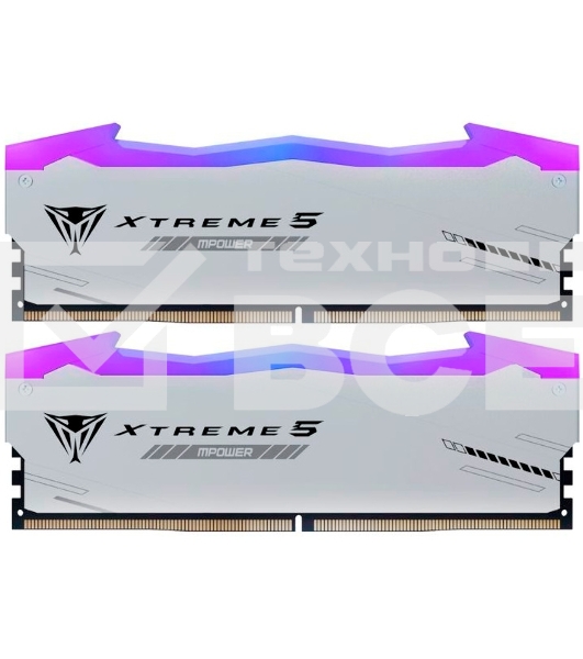 Оперативная память Patriot Viper Xtreme 5, DDR5, 32Gb (2x16Gb), 6000MHz, CL30, с радиаторами, RGB, серебристый