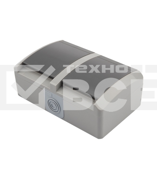 Блок из 2 розеток горизонтальный KRANZ INDUSTRIAL с заземлением открытой установки, IP54, серый
