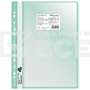 Папка-скоросшиватель Silwerhof 255123-04 A4, прозрачный верхний лист, 30 вкладышей, боковая перфорация, полипропилен зеленый