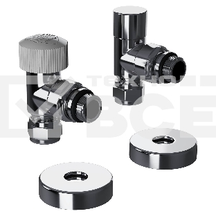 Набор термостатический угловой Royal Thermo Design Pro 15мм М30х1,5 (Хром)