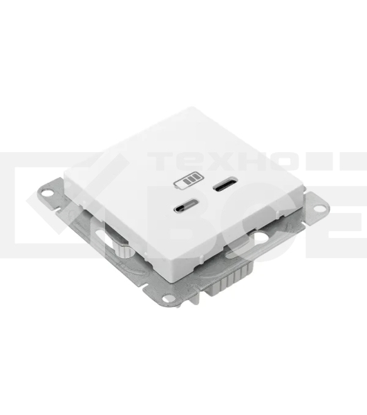 Розетка 2-м СП Эпика USB-C механизм бел. EKF UP1-SOW-2USBC