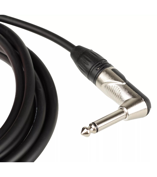 Кабель гитарный FORCE FGC-09/4.5L1/4' TS Jack - 1/4' TS Jack угловой, высококачественный, малошумящий с проводниками из безкислородной меди OFC, диаметр 6 мм, профессиональные металлические разъемы, длина 4,5 м