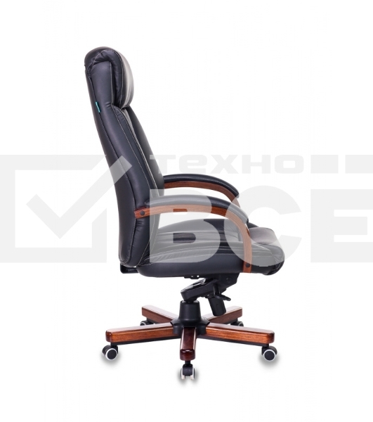Кресло руководителя Бюрократ T-9922WALNUT/BLACK черный, кожа, крестовина дерево