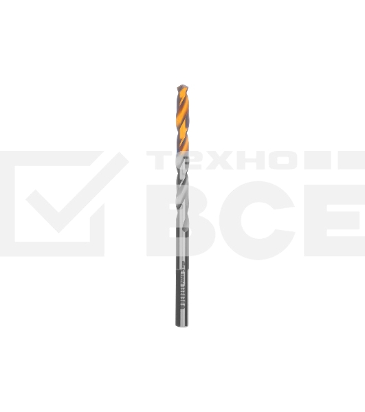 Сверло спиральное по металлу Denzel 5 x 86мм, Р6М5, Golden Tip