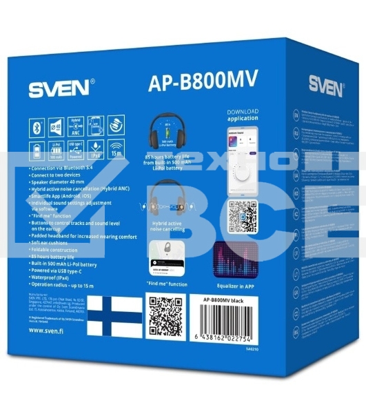 Беспроводные стереонаушники с микрофоном SVEN AP-B800MV, черный