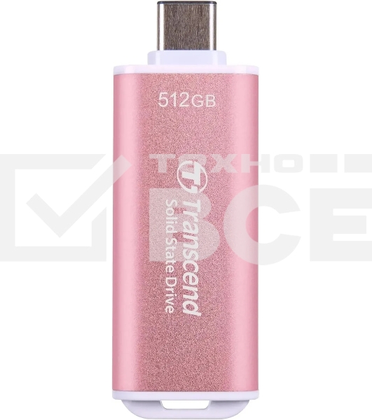 Внешний накопитель SSD Transcend 512Gb ESD300 <TS512GESD300S> (USB3.2 gen 2, Type C, 1050/950Mbs, 3D NAND, 60x20x7.8mm, 9g) розовый