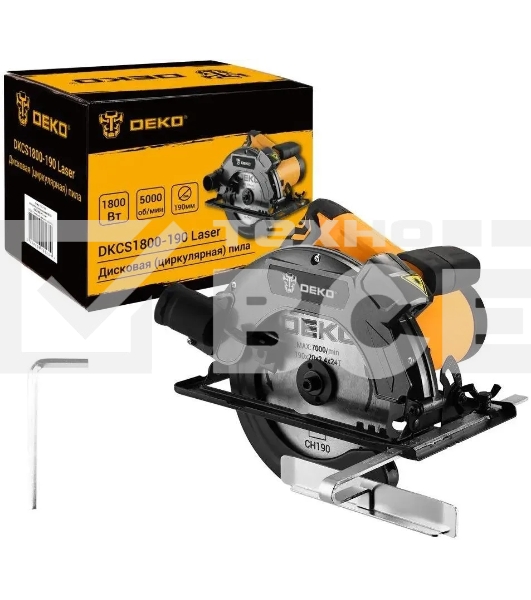 Циркулярная пила (дисковая) Deko DKCS1800-190 Laser 1800Вт (настольная) D диска.:190мм (083-1011)