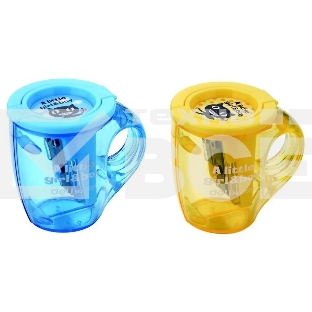 Точилка для карандашей ручная Deli Cup E0551 2 отверстия пластик ассорти дисплей
