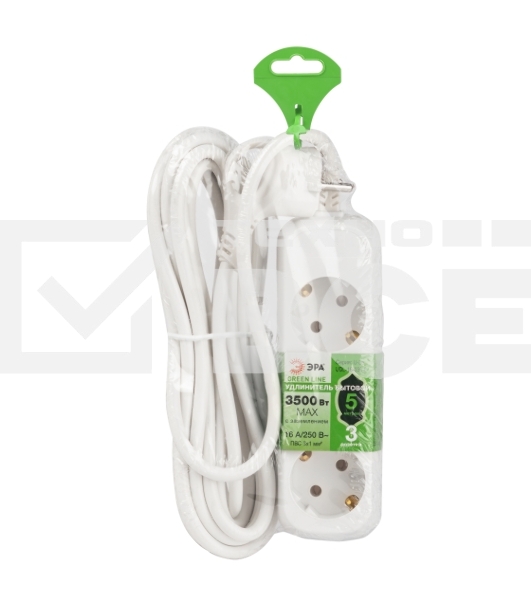 Удлинитель электрический ЭРА UDL-16-350-E Greenline 3 розетки с заземлением 5м ПВС 3x1мм2