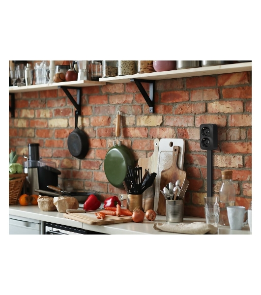 Розеточный блок двойной с заземлением предварительным подключением без шторок 16А 250В винтовые зажимы накладной Quteo IP20 Чёрный матовый