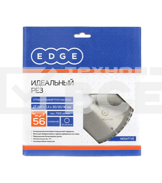 Диск EDGE by PATRIOT пильный по алюминию 190x56x30/20/16 negative