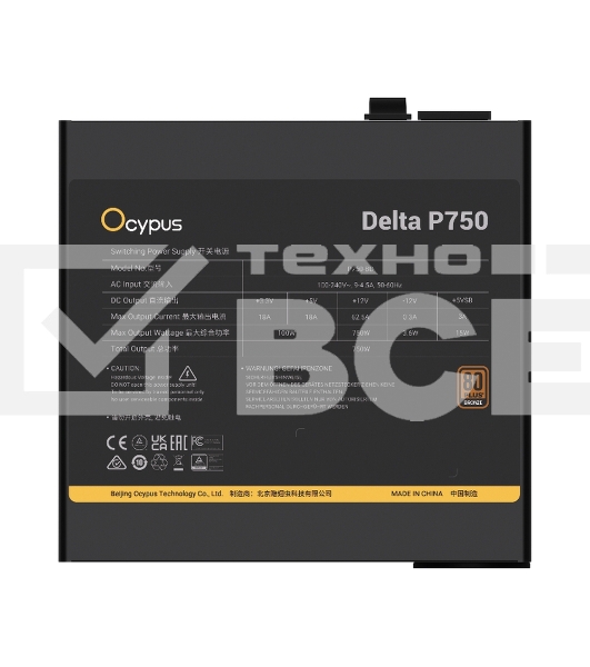 Блок питания 750W Ocypus Delta P750 (ATX, 80 PLUS Bronze, APFC, 20+4 pin, 120мм fan, PCI-E 6+2Px3, 8xSATA) (Delta-P750-B1FDBK024X-EU)