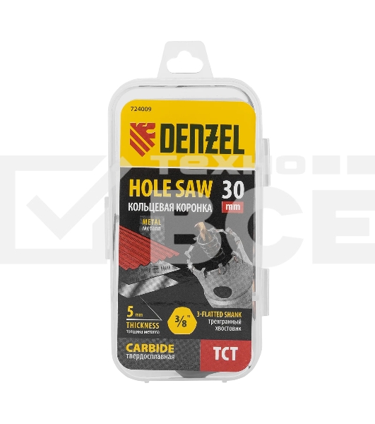 Коронка по металлу Denzel твердосплавная, 30 мм