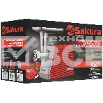 Мясорубка электрическая Sakura SA-6424R красный, 2000 Вт, 3.5 кг/мин, реверс, защита от перегрузки, металлический лоток, насадки - 4, фото2