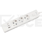 Бытовой удлинитель PowerCube, 3р с/з вык.,3USB, 3500 Вт, 16А, 1.9 м, 3*1,0 (белый) PC-5-2M, фото4