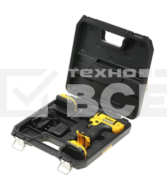 Дрель-шуруповерт DeWalt DCD710D2-QW, Аккумуляторная, 10.8В, 2 АКБ, Кейс