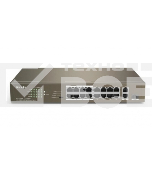 Коммутатор неуправляемый IP-COM F1118P-16-150W PoE, 18 портов, 18х100 Мбит/с, 2x1 Гбит/с, PoE 16х30 Вт (до 130Вт)