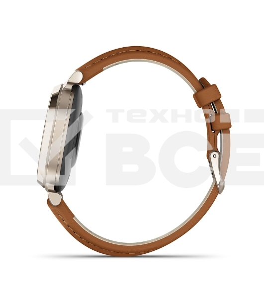 Смарт-часы Garmin Lily 2 Classic кремовое золото, коричневый кожаный ремешок 35,4мм