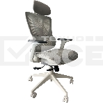 Кресло компьютерное Cactus CS-CHR-MC02GY серый, сетка, эко.кожа, с подголов. крестов. пластик белый, фото 1