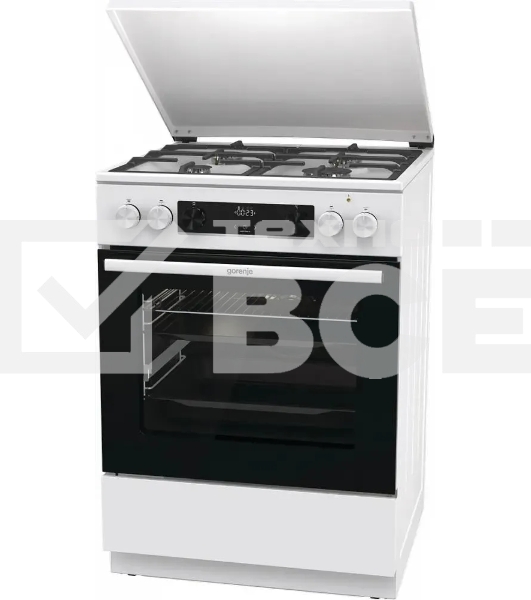 Плита комбинированная Gorenje GKS6C71WF белый, конфорок 4 газовых, духовка 71 л, 60 см x 85 см x 60 см