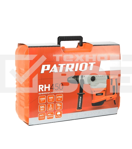 Перфоратор PATRIOT RH 450. 1300Вт, 10Дж, 1350-2750уд/мин, 235-500об/мин.