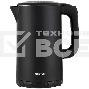 Чайник электрический Centek CT-0020 черный металл 1.7л, 2200W, бесшовная колба, двойные стенки