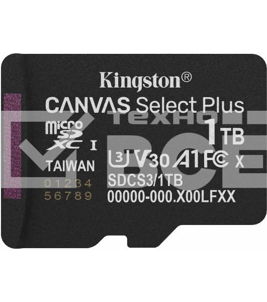 Флеш карта microSDXC 1Tb Kingston SDCS3/1TbSP Canvas Select Plus w/o adapter
