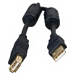 Кабель 5bites UC5011-030A USB2.0, AM/AF, зол.разъемы, ферр.кольца, 3м., черный, фото 1