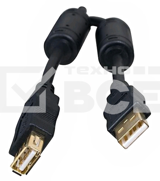 Кабель 5bites  UC5011-030A USB2.0, AM/AF, зол.разъемы, ферр.кольца, 3м., черный