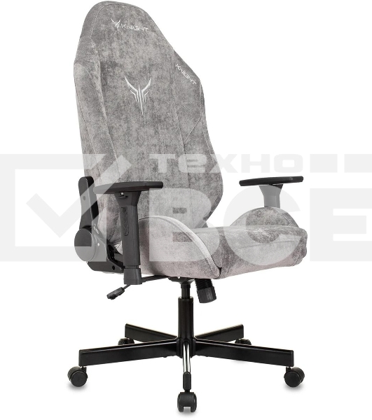 Кресло игровое Knight N1 Fabric серый Light-19 с подголов. крестовина металл