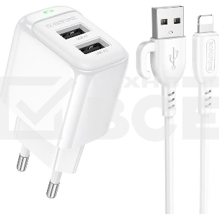 Сетевое зарядное устройство BOROFONE (6941991113758) BAS41Ai 2USB 2.0A для Lightning 8-pin