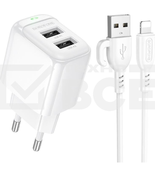 Сетевое зарядное устройство BOROFONE (6941991113758) BAS41Ai 2USB 2.0A для Lightning 8-pin