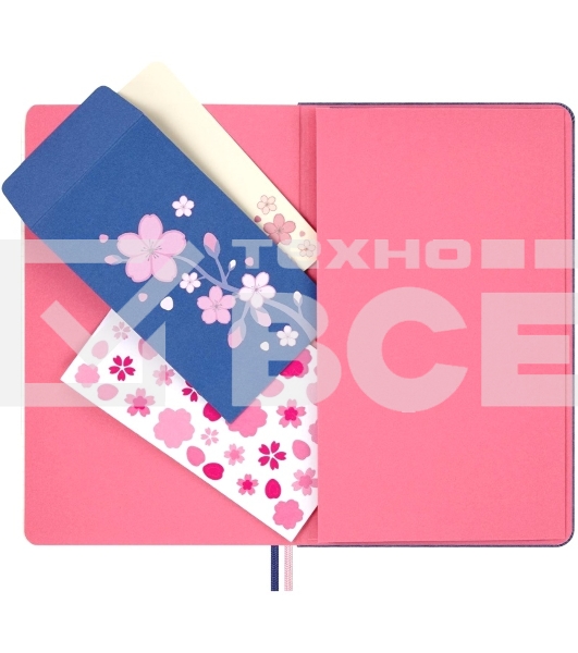 Блокнот Moleskine LIMITED EDITION SAKURA LESU08QP062 Large 130х210мм, обложка текстиль, 176 страниц, нелинованный, синий, 2025