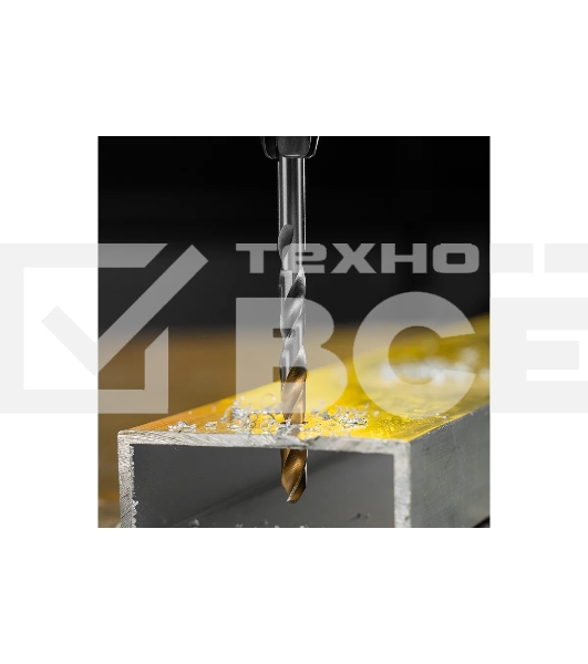 Сверло спиральное по металлу Denzel 5,5 x 93мм, Р6М5, Golden Tip