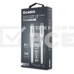 Кабель OLMIO SHIELD, Type-C - Type-C, 60W 3A, 1.2м, белый, фото2
