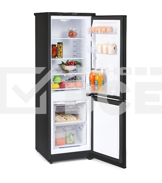 Холодильник Бирюса B418 черный двухкамерный 125/55л морозилка снизу