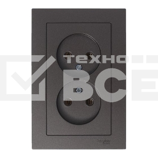 Розетка 2-м AtlasDesign без заземл. 16А в сборе мокко SchE ATN000620