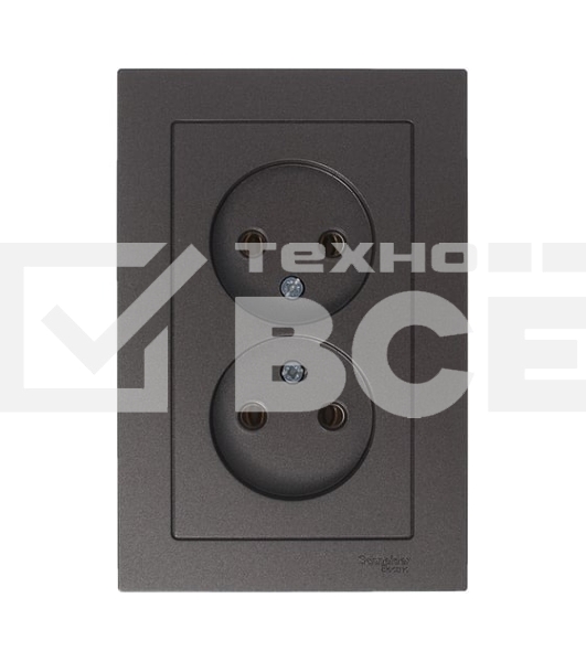 Розетка 2-м AtlasDesign без заземл. 16А в сборе мокко SchE ATN000620