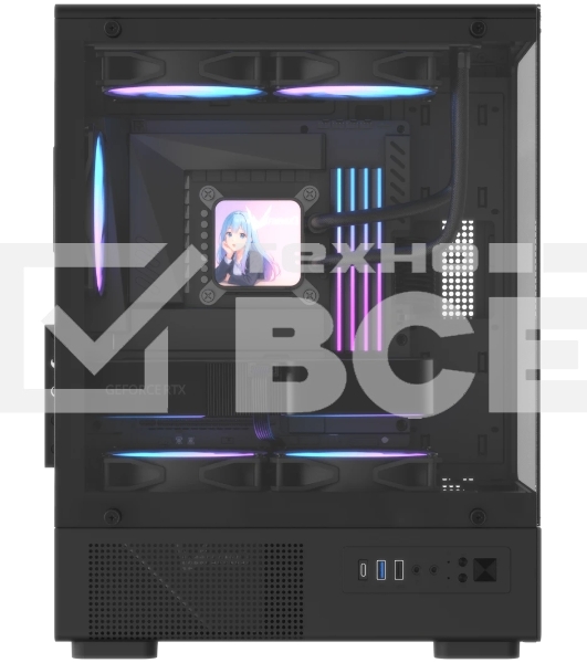 Корпус Formula Crystal Z1CM Plus AR v2 черный без БП mATX 5x120мм 1xUSB3.0 audio bott PSU