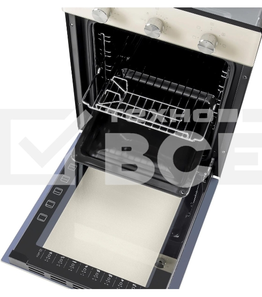 Шкаф духовой электрический Maunfeld EOEC516BG, встраиваемый, 51л, дверца с 2 стеклами, бежевый